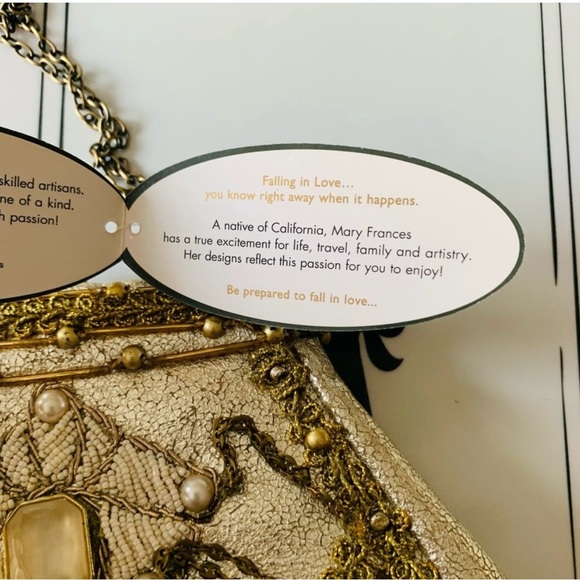 Mary Frances Gold and Pearl Embellished Evening Clutch with Autograph NWT - Picture 9 of 14